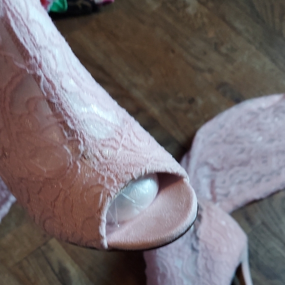 Elegant Pink Lace Over-the-Knee Heels - Picture 12 of 15